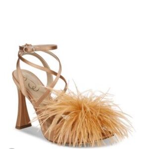 Sam Edelman Tan Feathered Heels
